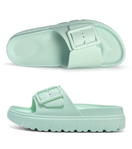 Image of Haifago Womens Platform Sandals with Arch Support, Summer Beach Slides with Adjustable Buckle, Comfort Lightweight Chunky Cushion Slip on Sandal