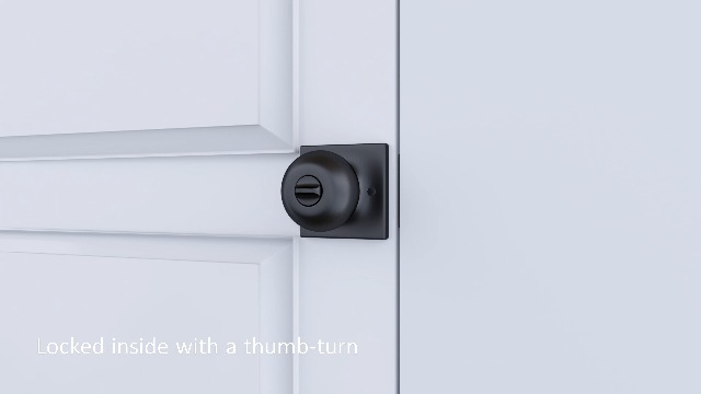 Privacy Door Knobs With Lock - Matte Black Interior Door Knob Set, 6 Pack, Reversible For Bed/Bath