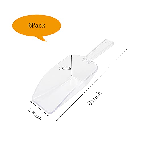 8 Inch Multi Purpose Clear Plastic Scoops For Weddings, Candy Dessert Buffet, Ice Cream, Coffee, Tea, 6 Pcs #TOP1