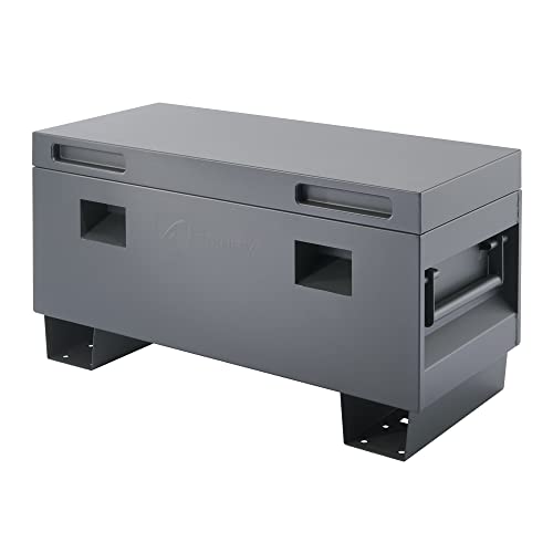 TRINITY Reinforced Steel Job Site Storage Box for Construction, Garages, Power Tools, Powder Coated Finish, 36 Inches, Gray