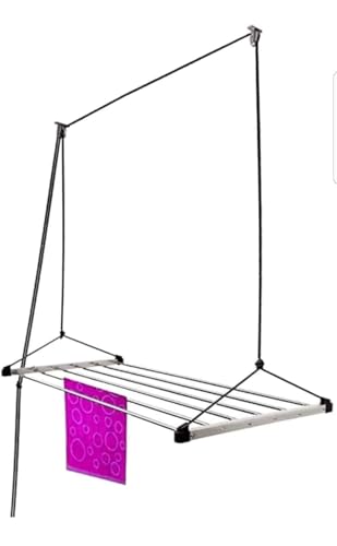Image of LAKSHAY Heavy Duty Stainless Steel 7 Pipe X 6 Feet (Blue) Economy Model with UV Protected Nylon Rope Ceiling Cloth Dryer | Cloth Drying Stand for Balcony | Clothes Stand for Drying