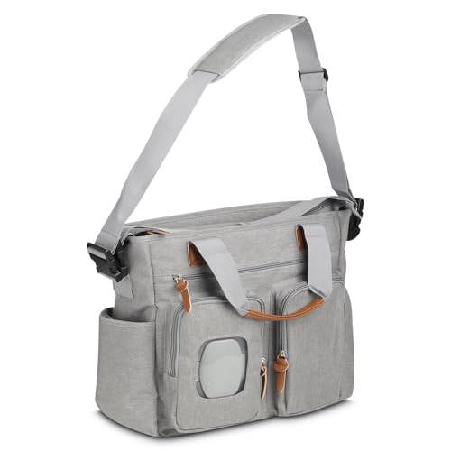 Mochila Multifuncional em Poliéster 600D, Interior 210D, com Compartimentos Organizadores, Alça para Carrinho de Bebê, Bolsos Laterais e Frontais, Divisórias Internas (Mochila 29L Cinza)