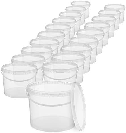 Bucket with lid 1,32 GAL (5 L) Transparent 1x 5 Litres - food-safe, sturdy, airtight, leak-proof - plastic storage container, with handle - empty