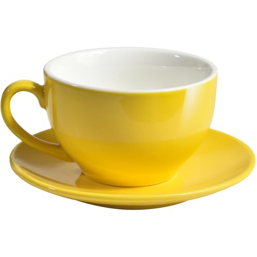 ionEgg Porcelain Coffee Cup with Saucer 220ml for Cappuccino, Latte and Tea, Yellow