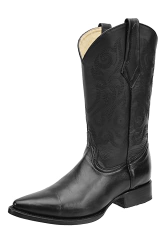 Western Shops Genuine Cowhide Leather Cabra Mens Rodeo J Toe Western Cowboy Boot2