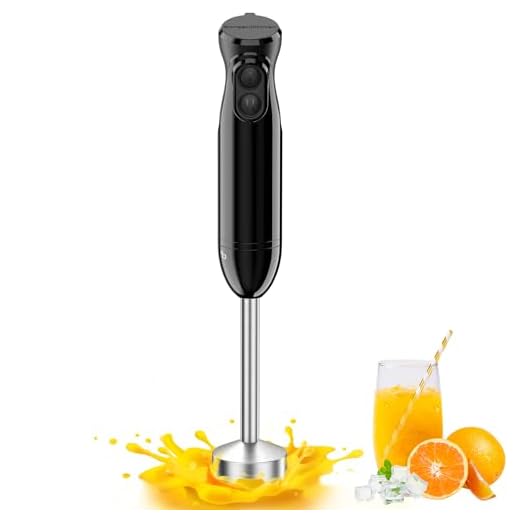 Bonsenkitchen Hand Blender, 2 Speeds Immersion Blender Handheld, Stick Blender Electric with Stainless Steel Blade for Making Baby Food, Soups, Sauce, HB3201 (Black)