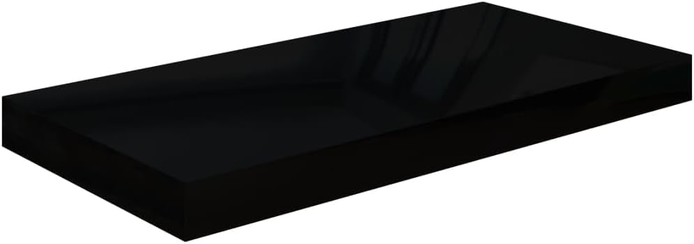 vidaXL 4-Piece Floating Wall Shelves, High Gloss Black Honeycomb MDF and Metal Frame, Invisible Mounting System, 19.7"x9.1"x1.5"