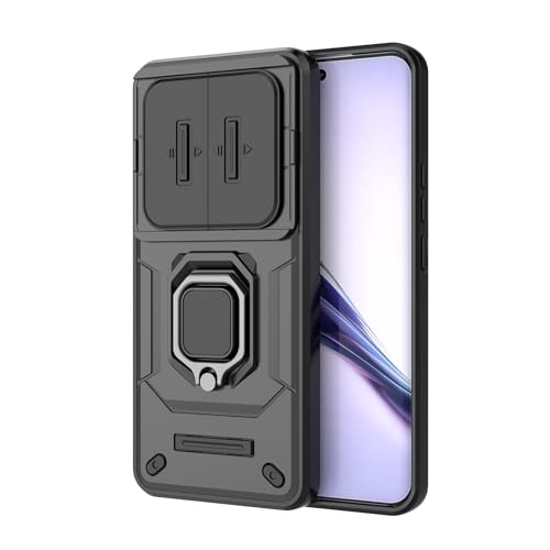 Glaslux CamShield Pro Case with Slide Camera Protection and Ring Stand Bumper Back Case Cover for Realme 13 Pro 5G / 13 Pro Plus 5G (Black)