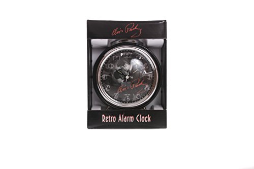 ELVIS PRESLEY RETRO BEDSIDE BLACK ALARM CLOCK GIFT BOX