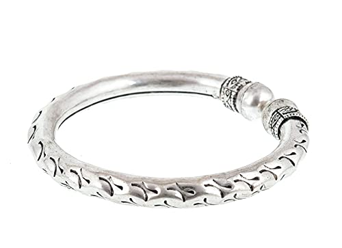 Bangle For Women's Sterling Silver Handmade Cuff Designer Bangle Bracelet Traditional Ethnic Boho Silver Cuff Bracelet 8 Inch #TOP4