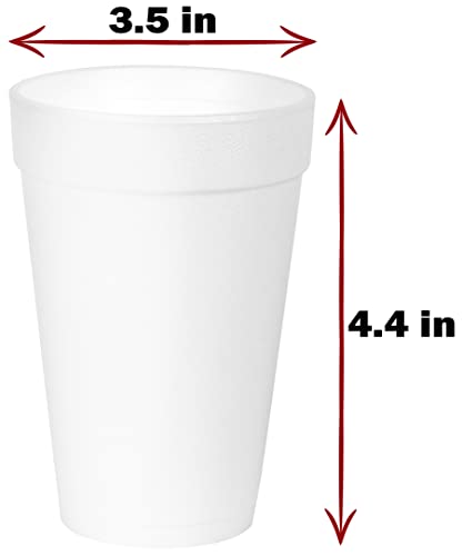 Framo 12 Oz Foam Cups (100 Pack) Lightweight Insulated Foam Cups For Coffee, Cold Drinks & Other Hot Beverages - Disposable Drinking Cups For Parties, Picnic, Bbq, Travel, & Events #TOP1