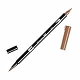 Tombow 56615 Dual Brush Pen Art Marker, 977 - Saddle Brown, 1 Pack. Blendable, Brush & Fine Tip Marker