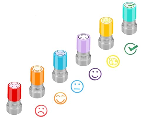 mseng 6Stück Stempel Lehrer Selbstfärbender,Motivationsstempel Lehrerstempel, Lehrerstempel Englisch für Kinder, Bildung, Lehrer, Überprüfung-Design4