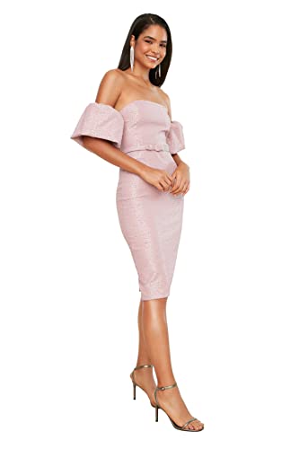 TRENDYOL Damen Jacquard-kleid mit Bögen Dress, Rosa, 38 EU