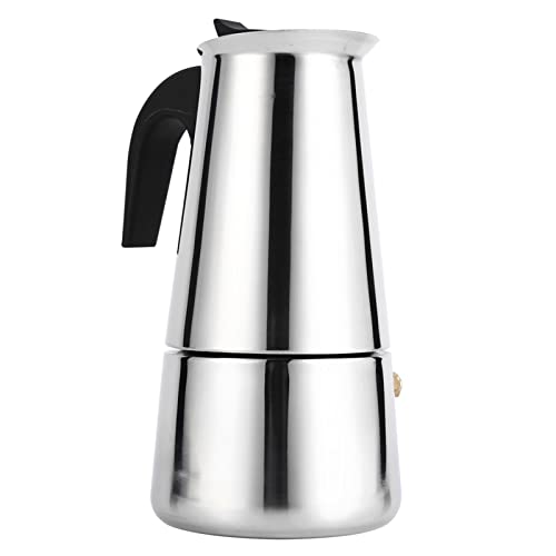 Yctze Cafetera Moka de Acero Inoxidable para Uso Doméstico y de Oficina, Disponible en Tamaños de 100 Ml, 200 Ml, 300 Ml y 450 Ml, Uso en la Estufa (#03)