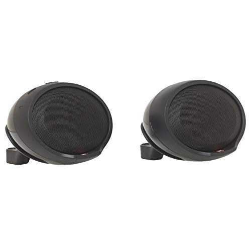 2 X Handlebar-Mount Weather-Resistant Bluetooth Black Motorcycle Scooter Speaker Pods W/ 8Mm Installation Bolt Kit (For Vespa, Benelli, Piaggio, Genuine, And Most Asian Scooters) #TOP1