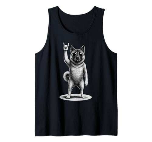 American Akita Rock Music Retro Vintage Amante de los perros Camiseta sin Mangas