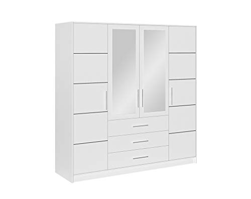 Preisvergleich Produktbild Furniture24_eu Kleiderschrank Drehtürenschrank Schlafzimmerschrank Universalschrank Bali (Weiß Matt, 196 x 200 x 58 cm B / H / T)