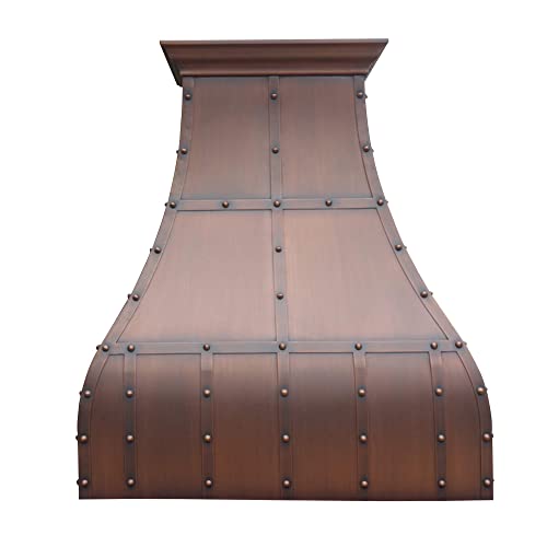 Bests Copper Range Hood Handcrafted by Sinda Artisans Comes with Liner and Internal Powerful Motor Fan H13LTR