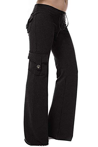 Pantalones Casuales De Yoga para Mujer Pantalones Largos Palazzo Elásticos De Talla Grande De Cintura Alta Negro 3XL Cover