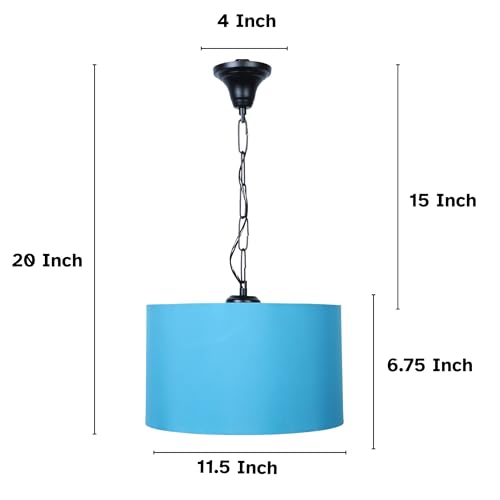 Image of tu casa Aqua Color Fabric Glow Pendent Light Hanging Lamp for Bedroom, Living Room, Lounge, Office, Gifting Area Without Bulb for Home Decoration (Height - 20 inch)