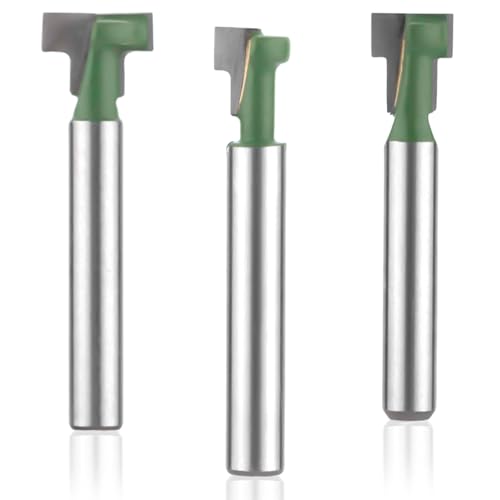 3pcs Keyhole Router Bits Set 1/4 Inch Shank T Slot Cutter Set Router Bits Blade Diameter 5/16 3/8 and 1/2 Cutting Woodworking T Track Slotting Cutter for Wood Hex Bolt Milling Cutter Home DIY