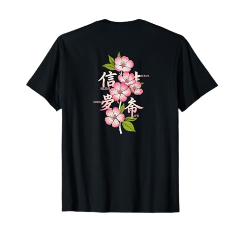 Fleurs japonaises imprimées au Dos Backprint Aesthetic T-Shirt