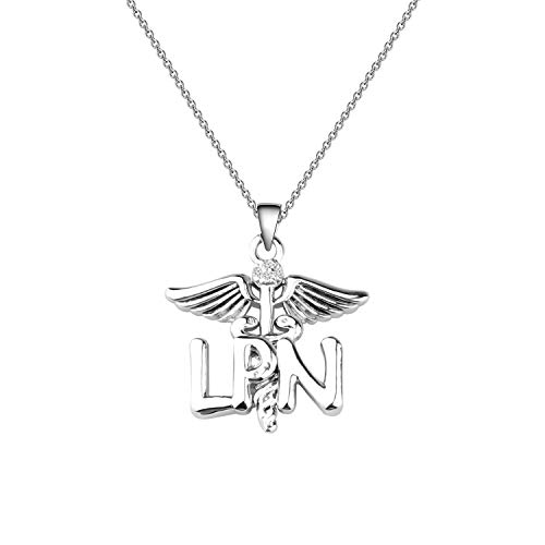 CENWA LPN Licensed Practical Nurse Necklace Gift LPN Caduceus Angel Necklace Graduation Gift for LPN Practical Nurse Jewelry