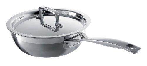 Le Creuset 3-Ply Stainless Steel Non-Stick Chef's Pan with Lid, 20 cm