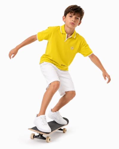 Image of Alan Jones Clothing Boys Solid Polo T-Shirt | Cotton Rich Regular Fit Half Sleeve Collar Tshirt for Boys | Age 6-16 Years