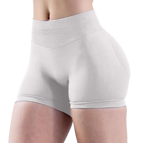 Generisch Pantalones cortos de yoga para mujer, cintura alta, pantalones cortos de fitness para mujer, control de abdomen, sin costuras, pantalones cortos de secado rápido, pantalones de ciclismo