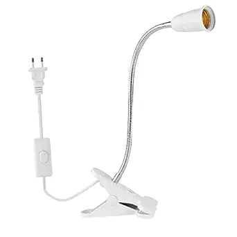 UBERSWEET E27 Bulb Flexible Gooseneck Aluum Wire Neck Clip-On Cable Desk Lamp Holder Cord Light Base for Plant Gg