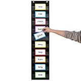 Essex Wares - 9' Wide x 44' Tall Pocket Chart, Black - Sturdy Pocket Chart for Classroom for Sentence Strips - Easy to Use & Hang, Reusable Black Pocket Chart