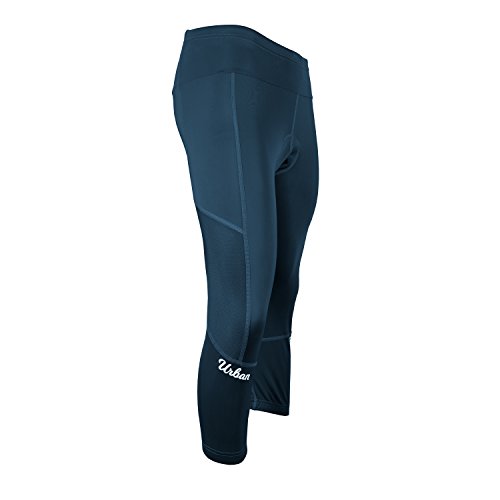 The Resistance - Womens 3D Padded Cycling 3/4 Capri Tights, With Zip Pockets Blue #TOP5