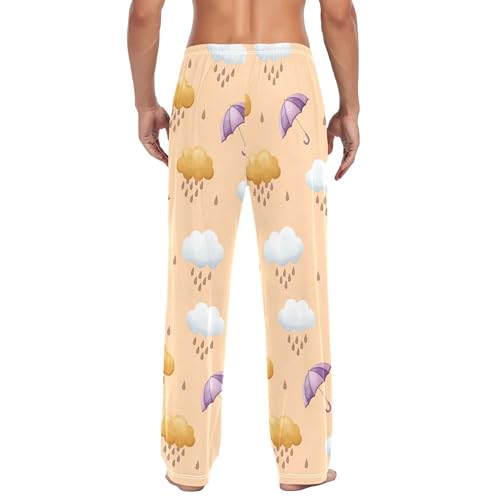Men's Pajama Bottom Rainy Purple Umbrellas Cotton Pajama Pants Drawstring Sleepwear Long Pants Pockets3