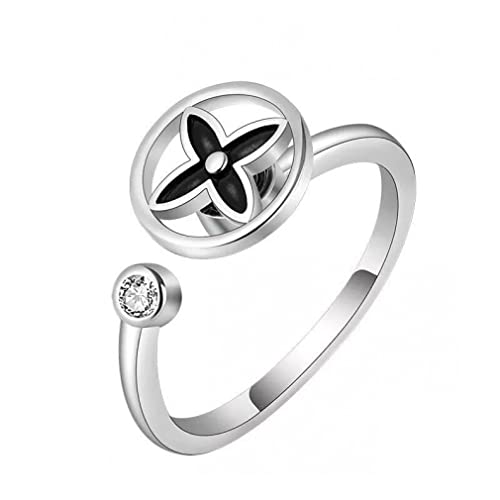 Bague trèfle rotative en argent 925 et zircon scintillant d'une élégance géométrique