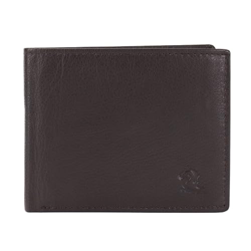 Image of KARA Brown Men's Genuine Leather Wallet - Bifold, 2 Cash Compartments, Coin Pocket, 10+ Card Slots, Hidden & Transparent Flip Sections