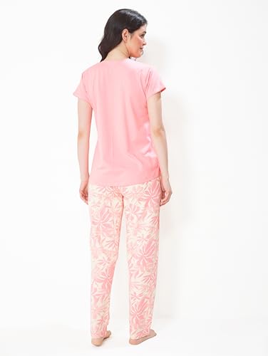 Image of LOTIK Women's Cotton Floral Print Top-Payjama Half Sleeve Nightsuit Set