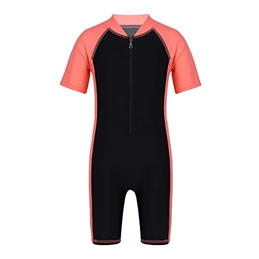 JEATHA Unisex Mädchen Jungen Swimming Wetsuit Neopren Badeanzug Neoprenanzug Tauchanzug UV-Schutz Bademode Wassersport Schwimmanzug Gr. 116-152 Type B Orange&Black 152-164