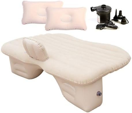 Portable Luxury Flannel Car Air Bed Inflatable Mattress - Beige (Universal Fit)
