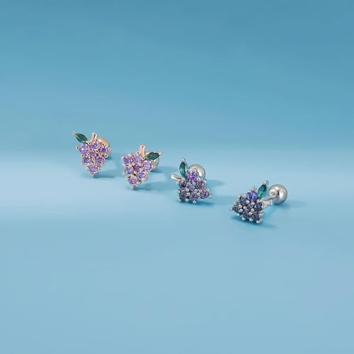 Boucles d'oreilles grappe de raisin violette anti-allergie vintage