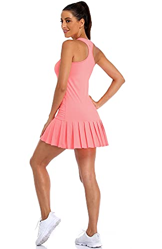 Icyzone Tennis Dress For Women With Shorts, Workout Exercise Athletic Racerback Tennis Outfits (Hot Pink, M) #TOP2