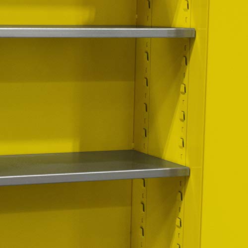 Jamco Manual Closing Doors Forkliftable Safety Steel Storage Cabinet For Flammable Liquids, 45 Gallon, 34-Inch X 18-Inch X 70-Inch, Yellow #TOP3