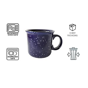 14oz Ceramic Campfire Coffee Mug (Set of 4), Blue with Speckled Finish - Durable Thick Walled Camping Style Cup for Outdoors or Home 14oz Ceramic Campfire Coffee Mug Set of 4 Blue with Speckled Finish Durable Thick Walled Camping Style Cup for Outdoors or Home