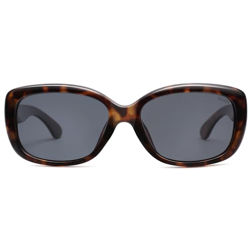 SOJOS Vintage Square Sunglasses for Women Polarized UV Protection Havana Frame SJ2111 (Option 5)