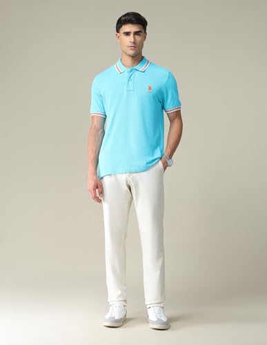 Image of U.S. Polo ASSN. Solid Slim Fit Polo T Shirts for Men - 100% Cotton, Half Sleeves Mens Tshirt
