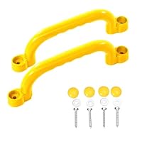 Jortmrd 2 Stück Haltegriffe Spielturm,Kunststoff Haltegriffe für Spielplatz,Griffe Kinderspielplatz inkl. Befestigungsmaterial,für Klettergerüste, Baumhäuser & Spieltürme (Gelb)