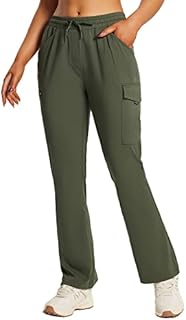 BALEAF Calça feminina de caminhada com corte de bota de secagem rápida resistente à água leve FPS 50+ ao ar livre