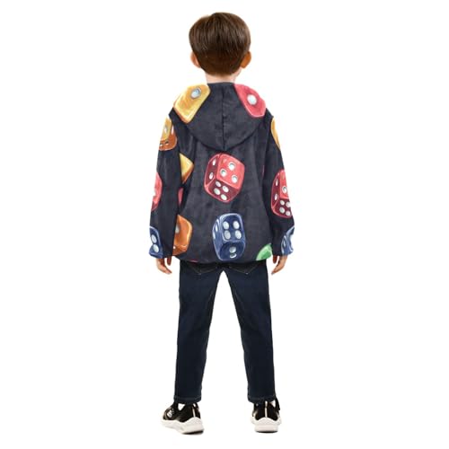 Retro Dice Girls Fleece Jacket Girls Fall Jacket Girls Zip Up Hoodie Girls Sherpa Jacket 2-10T4