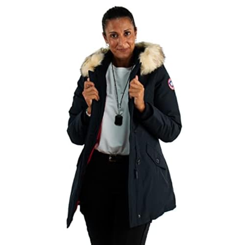 paragoose nina navy Doudoune Courte Femme Hiver Chaude Imperméable Avec Capuche À Fourrure - navy, XS